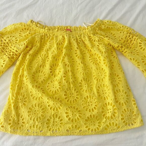 Lilly Pulitzer Yellow Off-Shoulder Eyelet Top size M - Picture 2 of 4